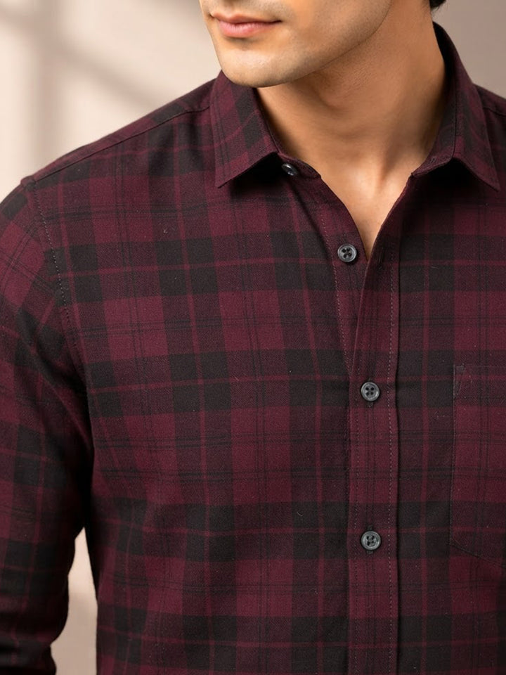 Regal Purple Checkered Casual Shirt