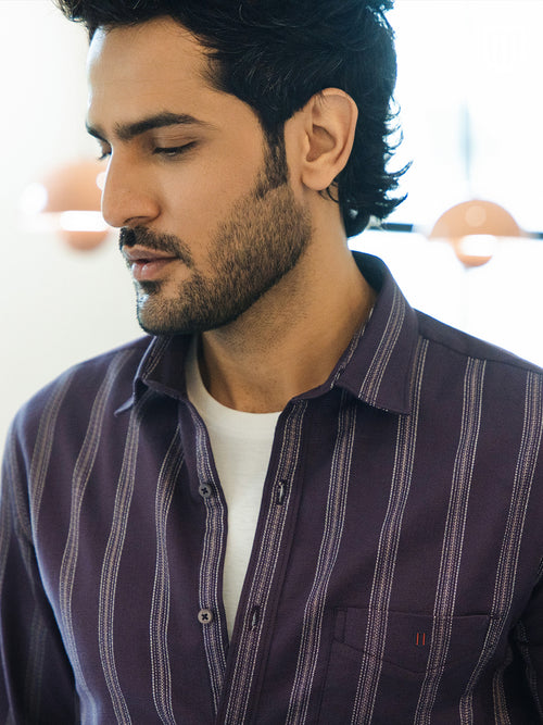 Purple Stripes Casual Shirt