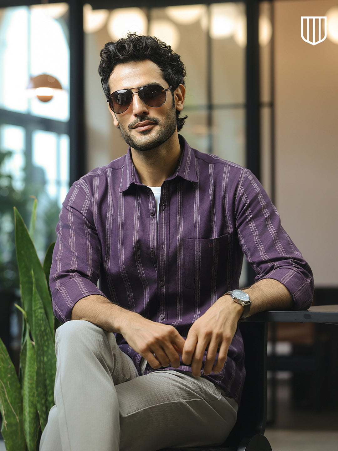 Purple Stripes Casual Shirt