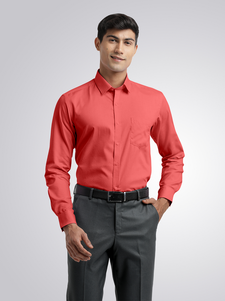 Dark Peach Micro Dobby Solid Shirt