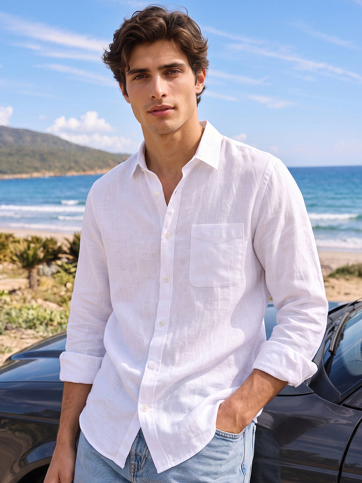 Frost White Plain Casual Shirt