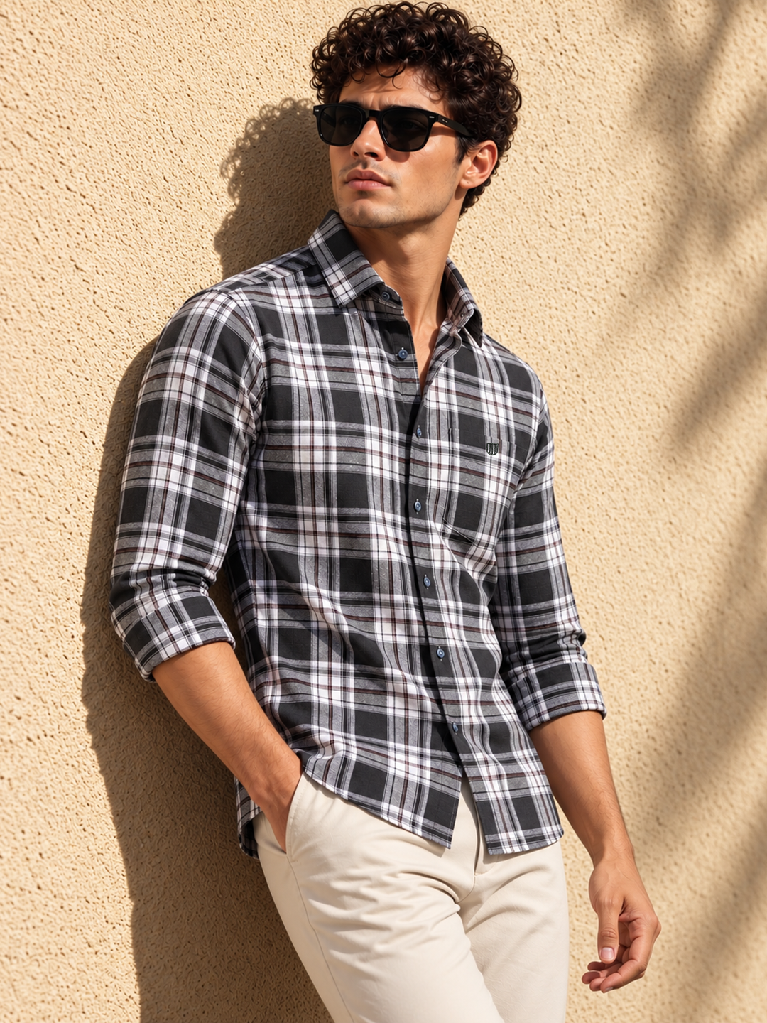 Bottle Green Checkered Casual Shirt