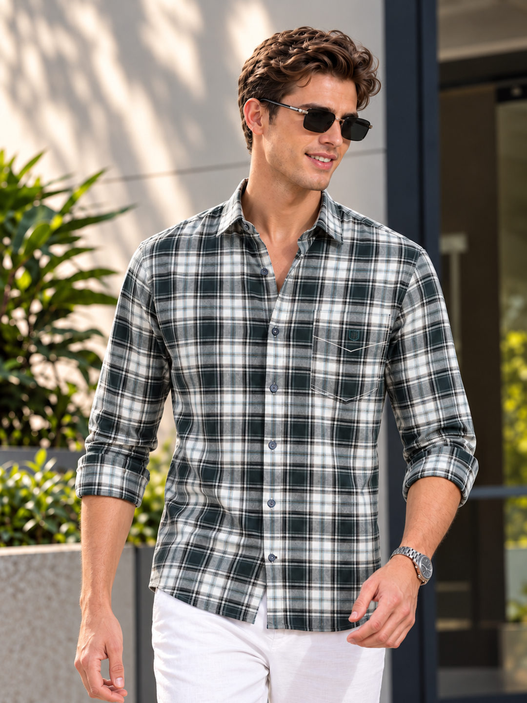 Classic Green Checkered Casual Shirt