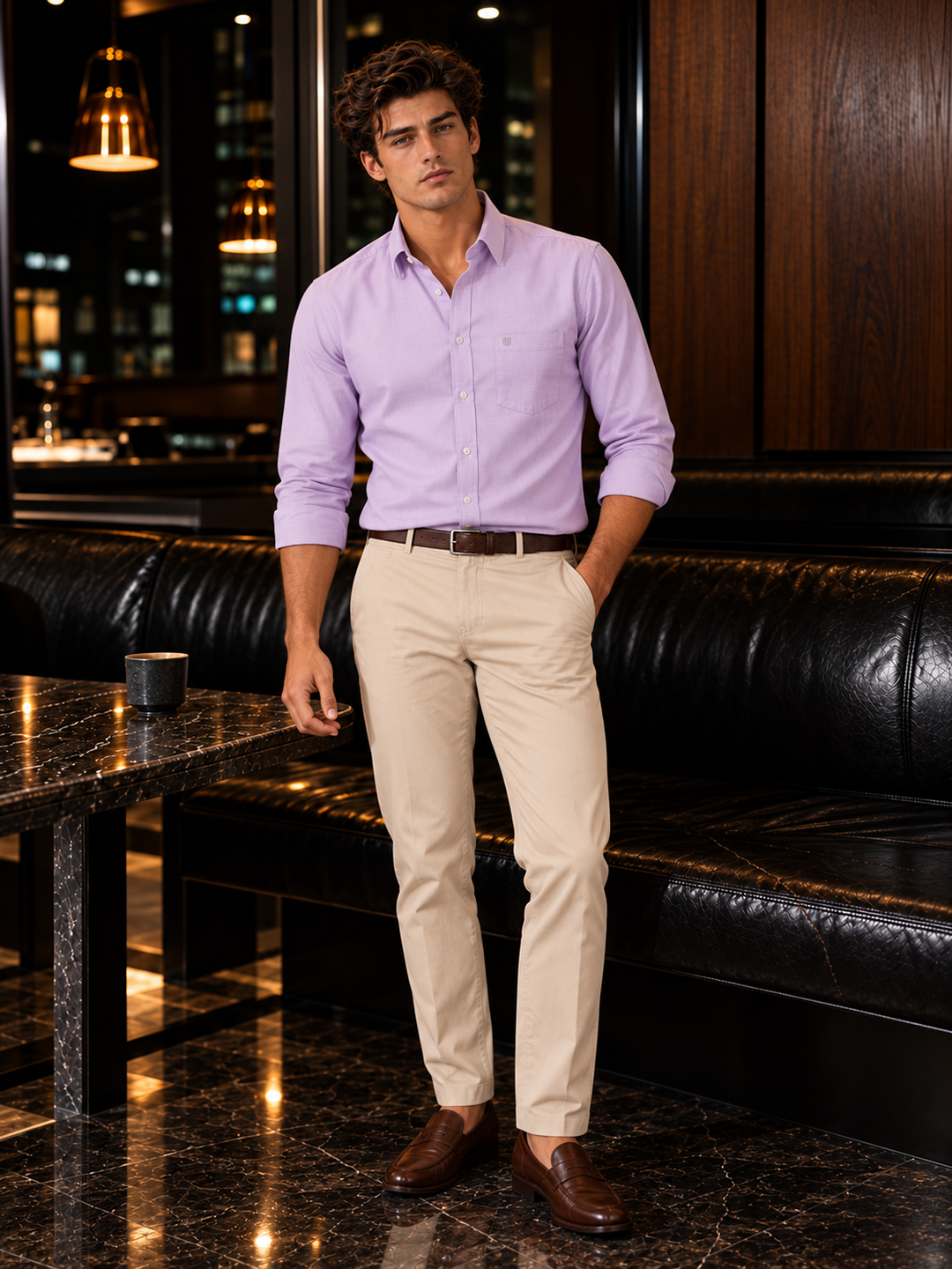 Powder Pink Micro Checkered Formal Shirt