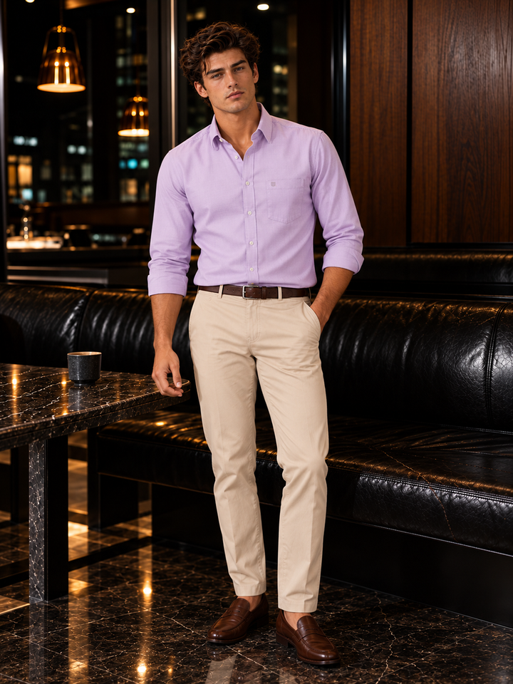Powder Pink Micro Checkered Formal Shirt