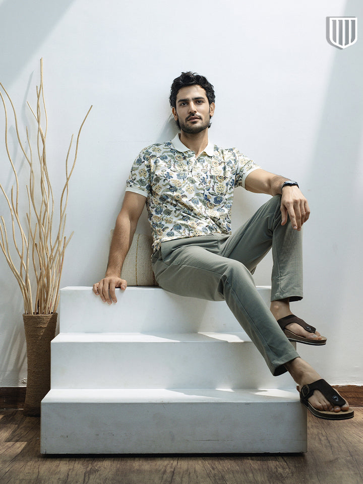Multicolor Floral Printed Polo T Shirt