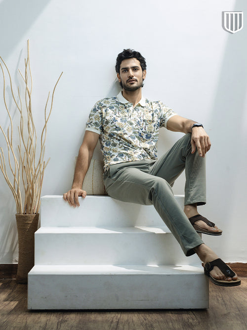 Multicolor Floral Printed Polo T Shirt