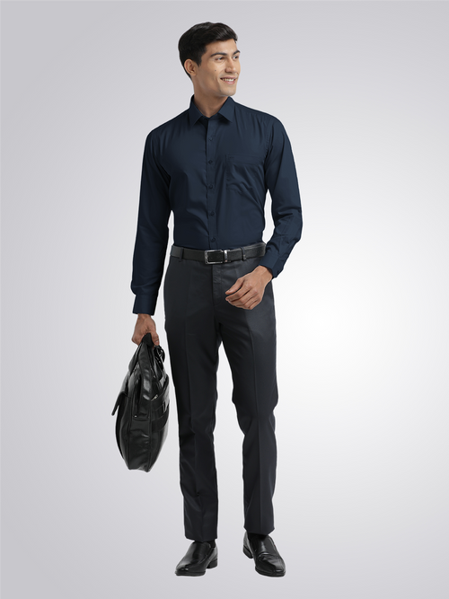 Navy Twill Wrinkle Free Solid Shirt