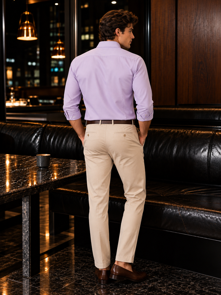 Powder Pink Micro Checkered Formal Shirt