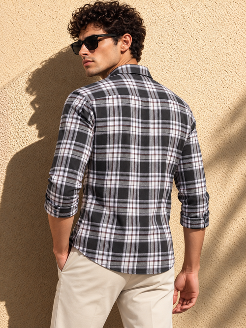 Bottle Green Checkered Casual Shirt