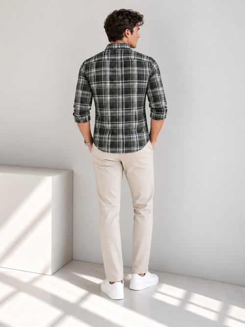 Moss Green Checkered Casual shirt