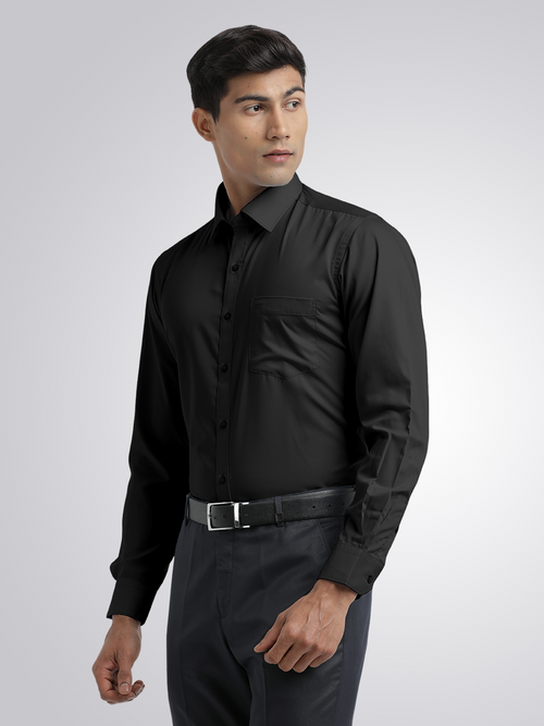 Black Twill Wrinkle Free Solid Shirt
