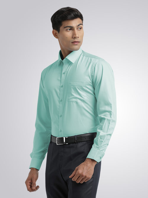 Turquoise Twill Wrinkle Free Solid Shirt