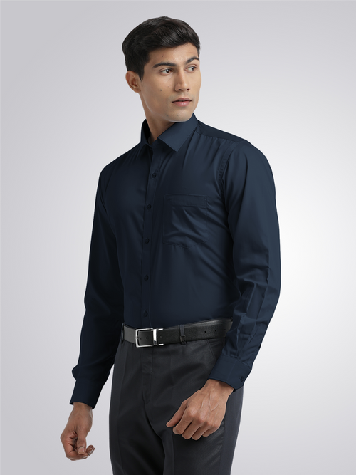 Navy Twill Wrinkle Free Solid Shirt