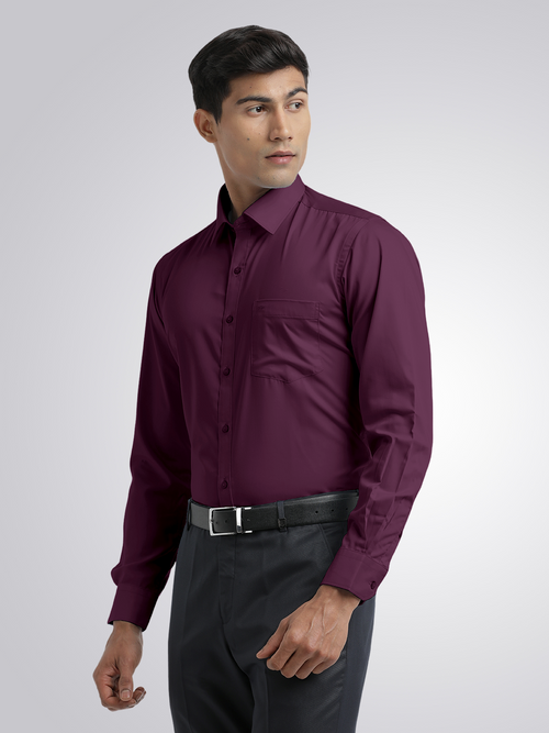 Wine Twill Wrinkle Free Solid Shirt