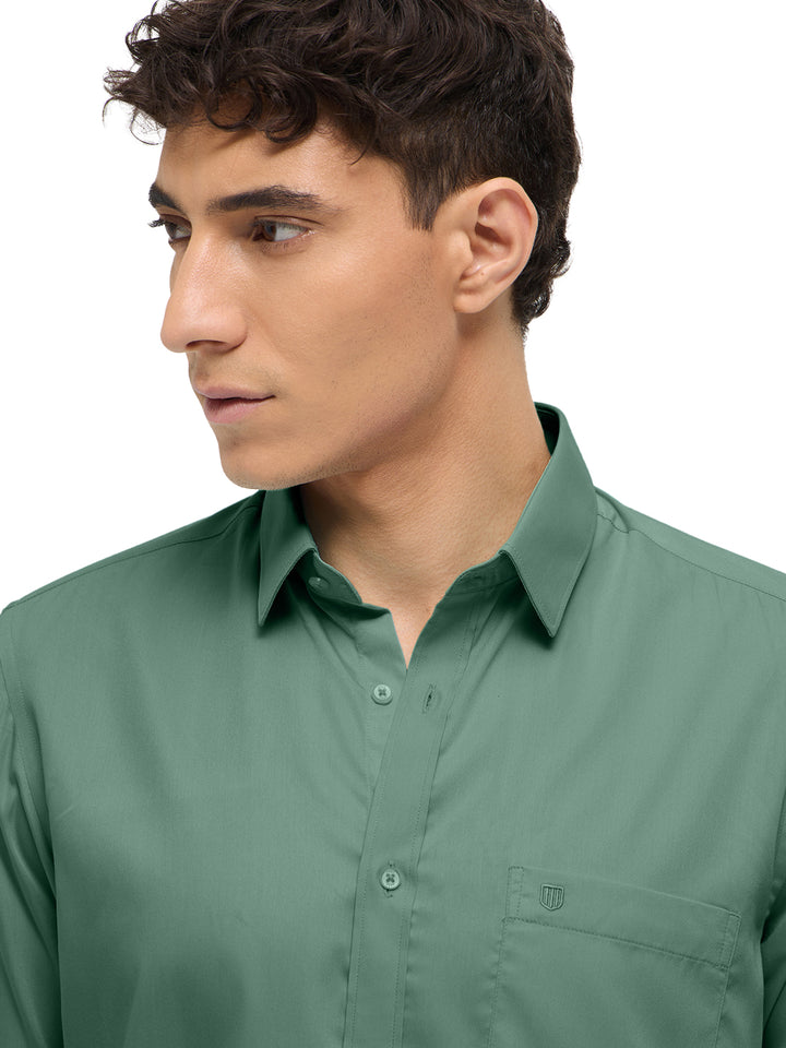 Light Green Solid Formal Shirt