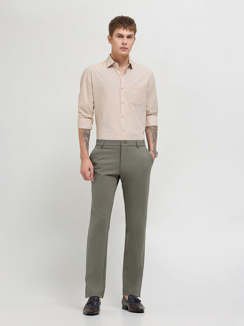 Pista Green Solid Casual Trousers