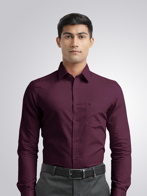 Wine Micro Dobby Solid Shirt