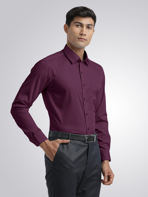 Wine Twill Wrinkle Free Solid Shirt