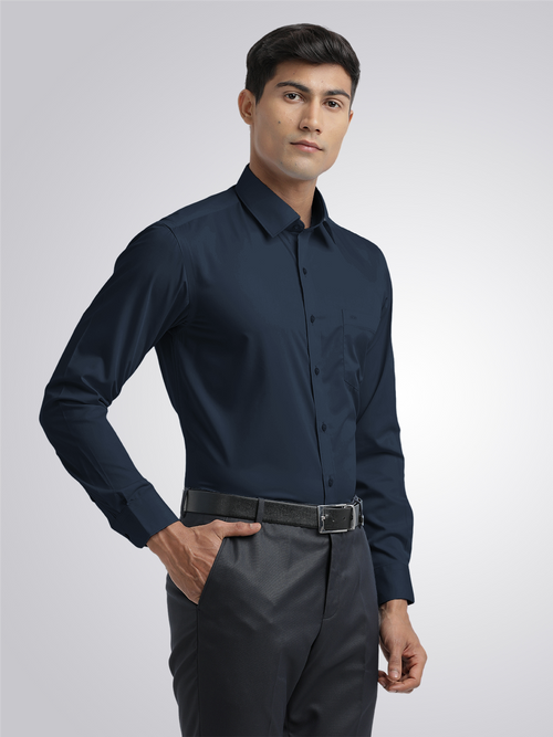 Navy Twill Wrinkle Free Solid Shirt