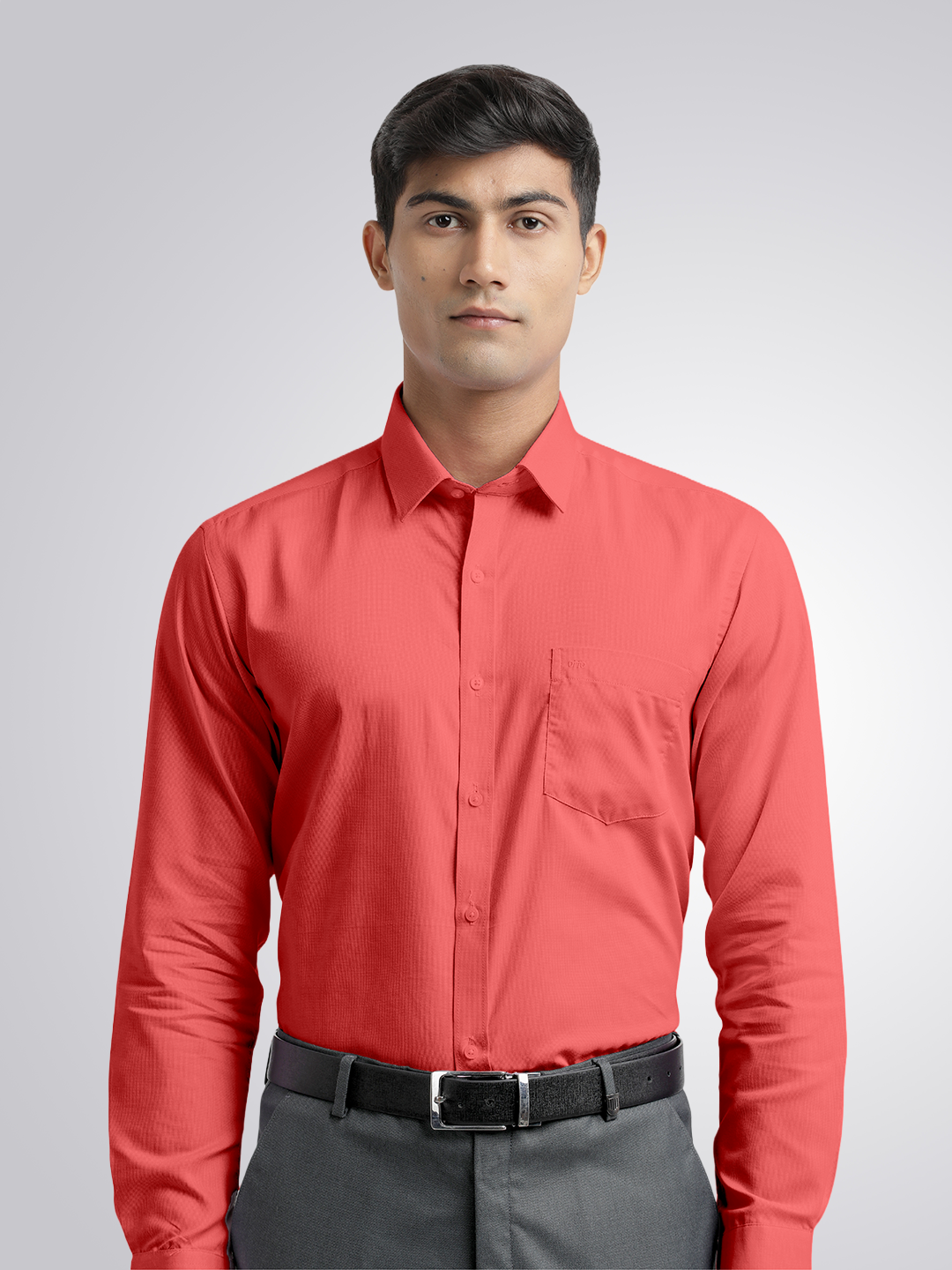 Dark Peach Micro Dobby Solid Shirt