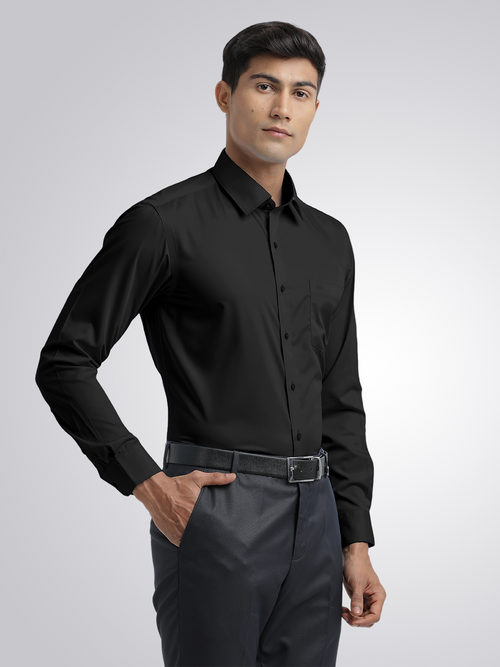 Black Twill Wrinkle Free Solid Shirt