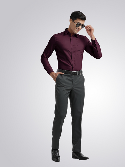 Wine Micro Dobby Solid Shirt