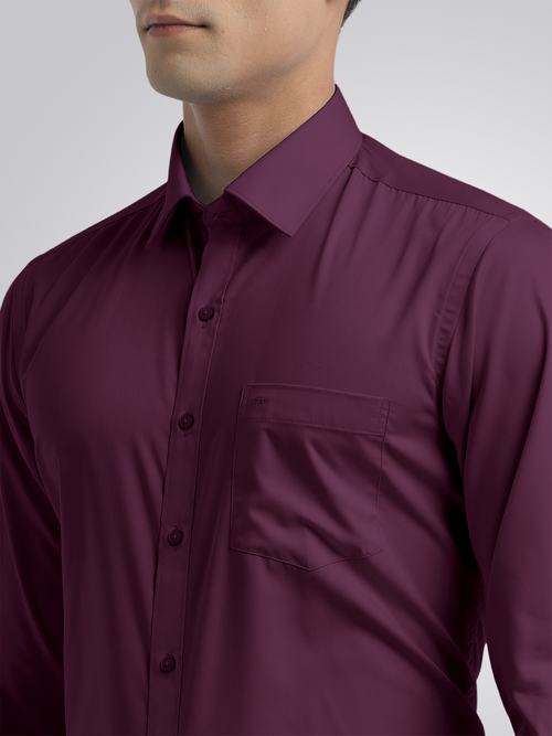 Wine Twill Wrinkle Free Solid Shirt