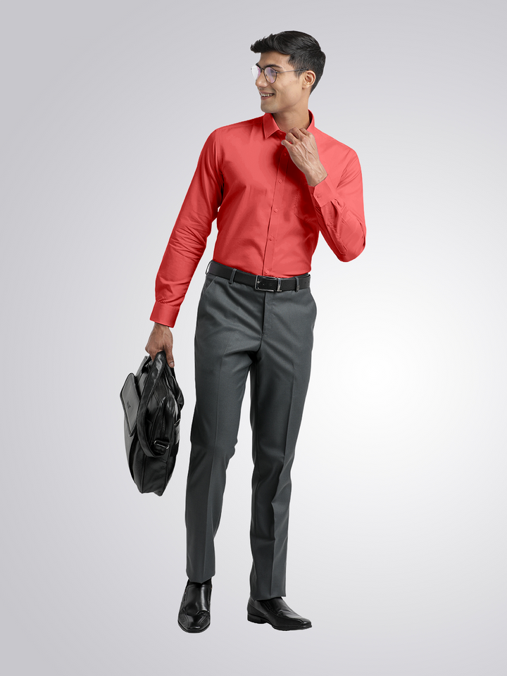 Dark Peach Micro Dobby Solid Shirt