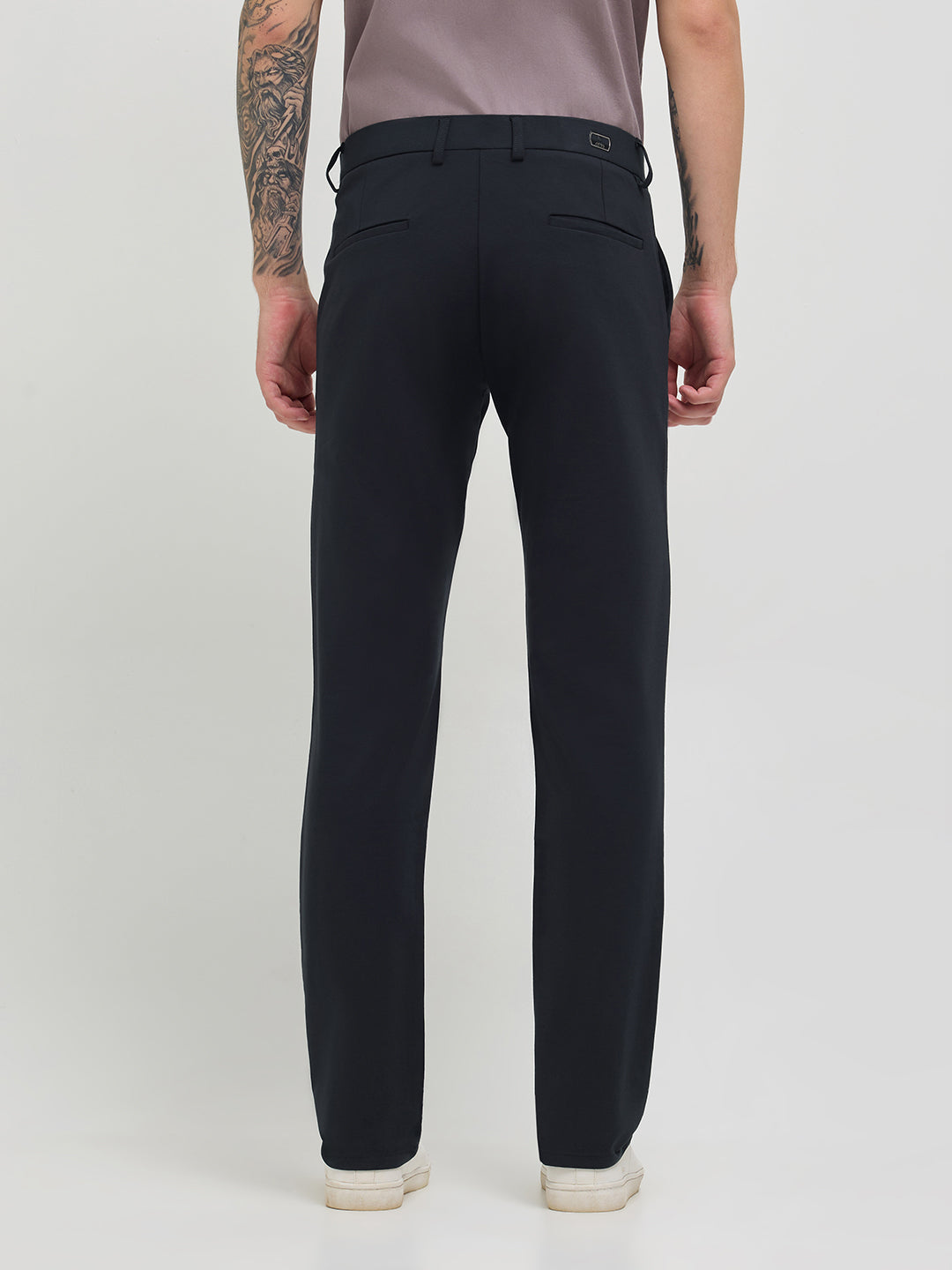 Pastel Blue Solid Casual Trousers
