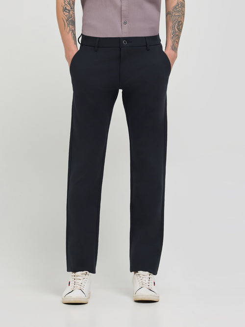 Pastel Blue Solid Casual Trousers