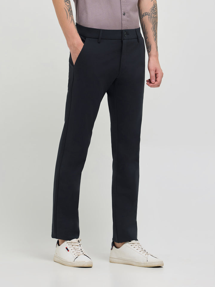 Pastel Blue Solid Casual Trousers