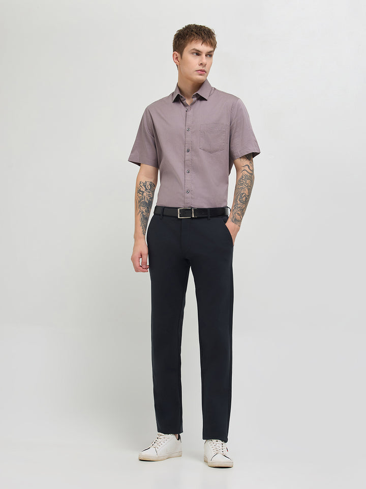 Pastel Blue Solid Casual Trousers