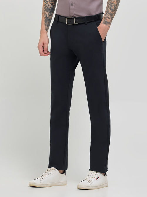 Pastel Blue Solid Casual Trousers