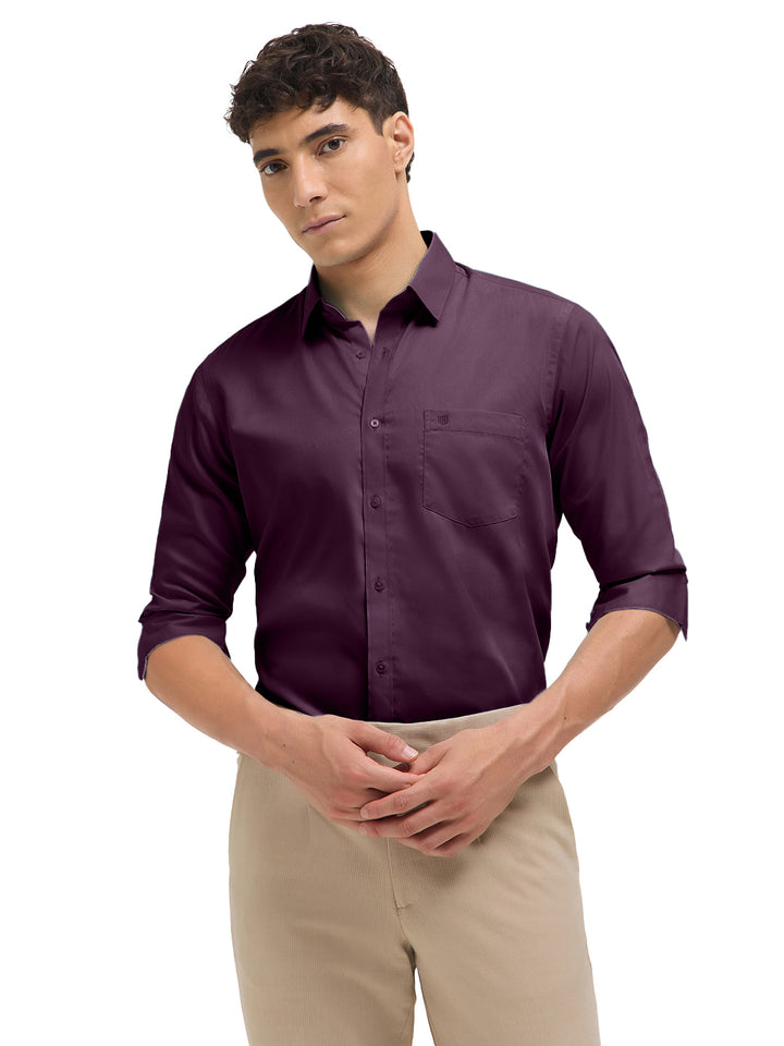 Purple Solid Formal Shirt