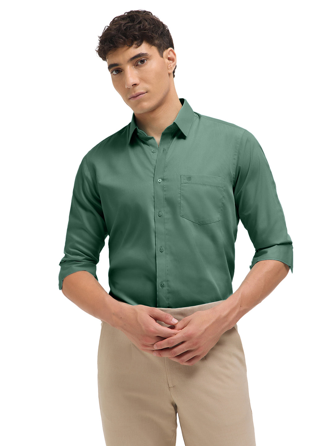 Light Green Solid Formal Shirt