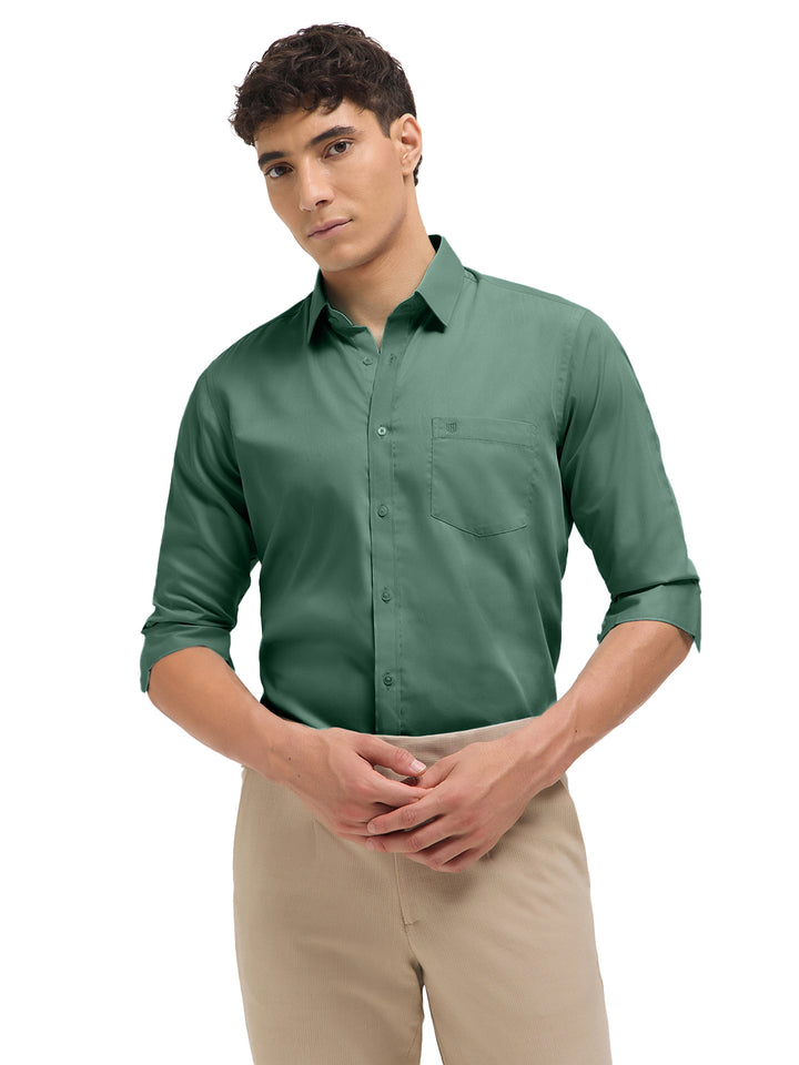 Light Green Solid Formal Shirt