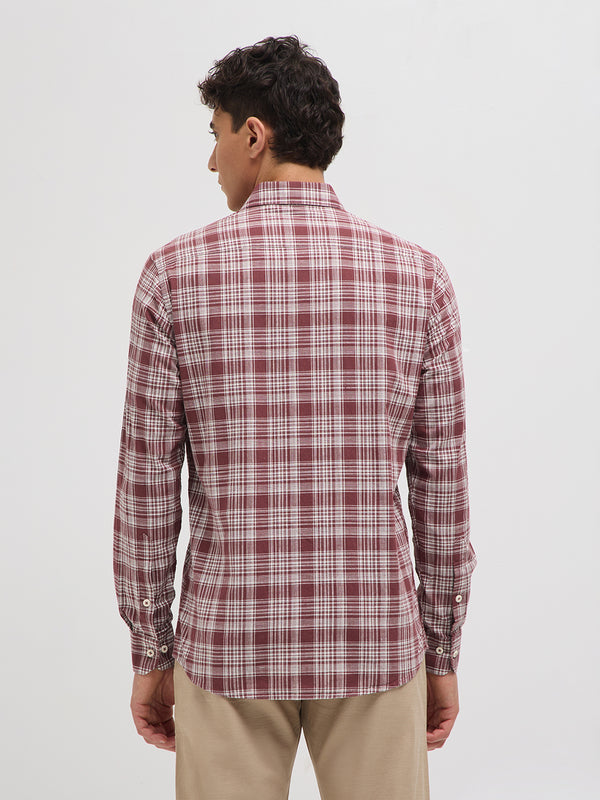 Rose Red Checked Casual Shirt