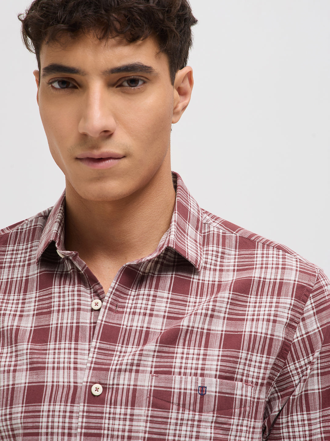 Rose Red Checked Casual Shirt