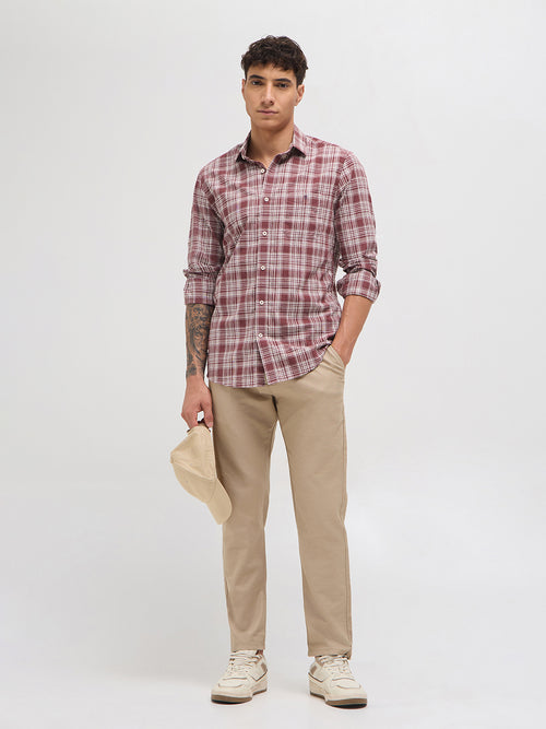 Rose Red Checked Casual Shirt
