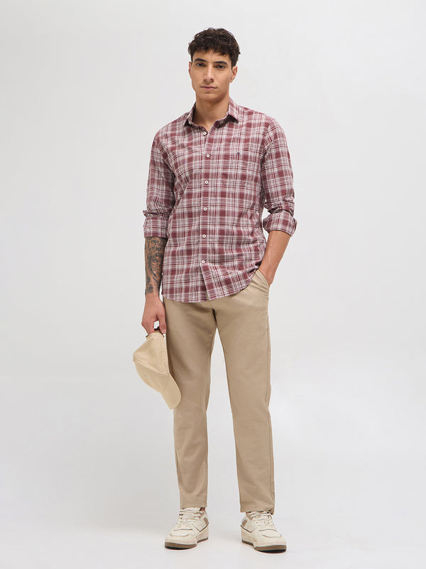 Rose Red Checked Casual Shirt