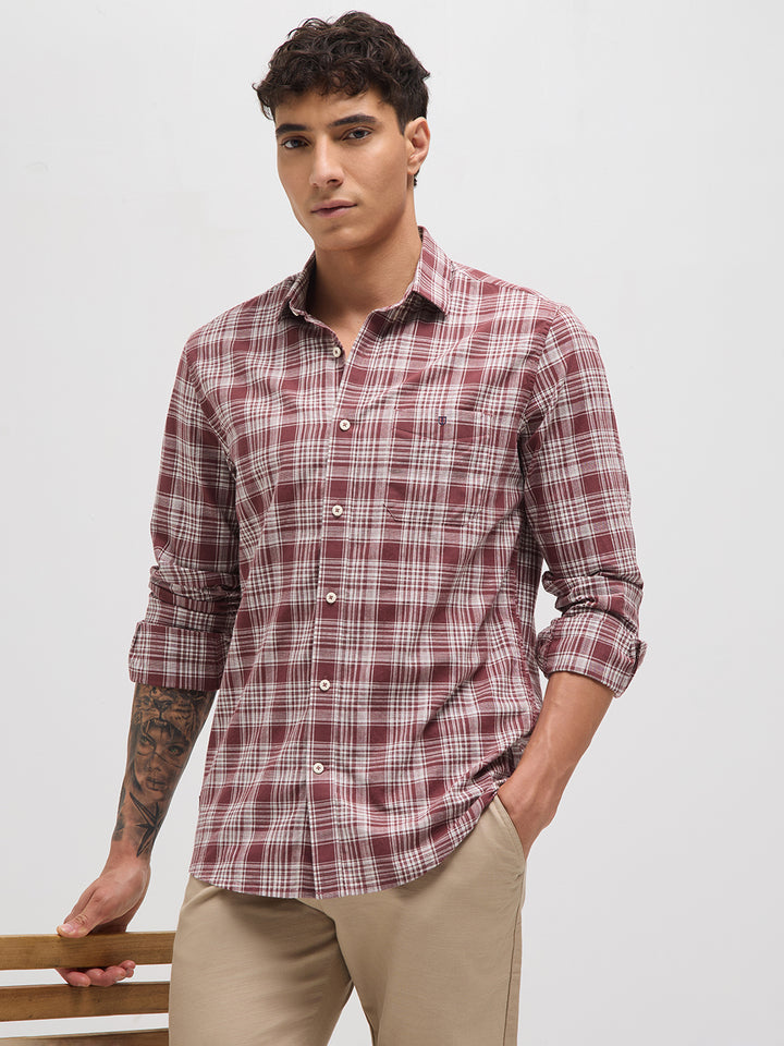 Rose Red Checked Casual Shirt