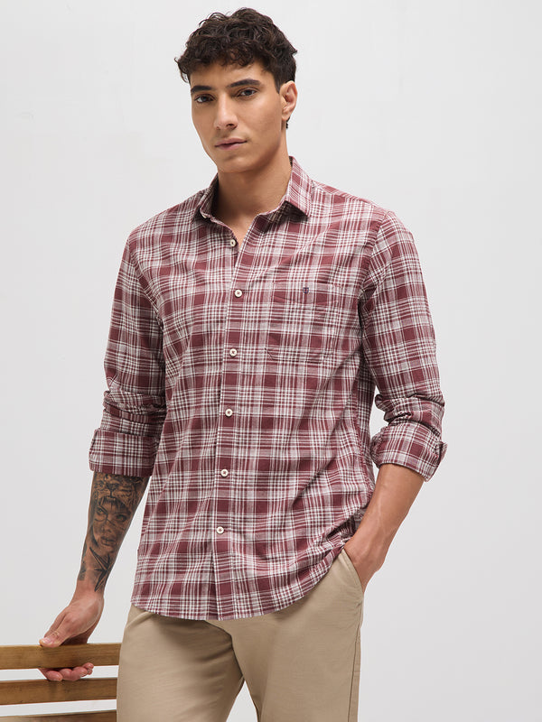 Rose Red Checked Casual Shirt