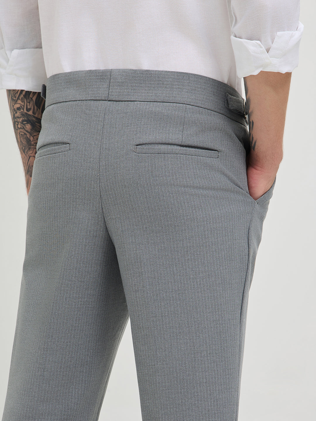 Ash Grey Solid Gurkha Pants
