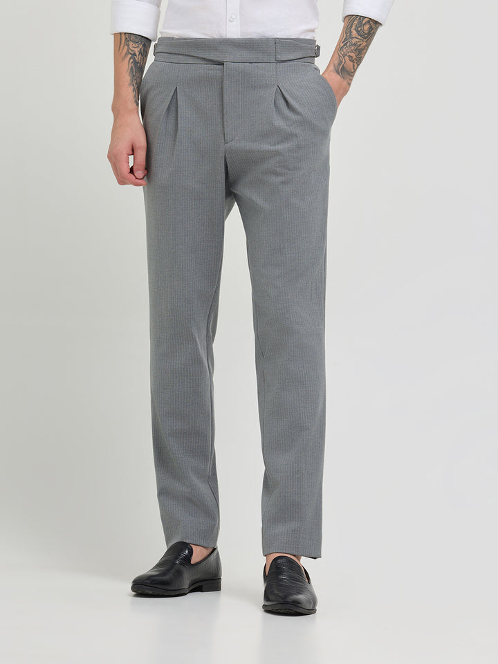 Ash Grey Solid Gurkha Pants