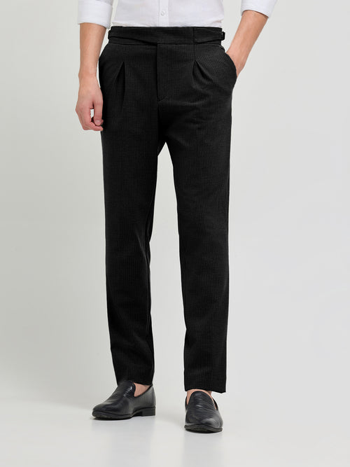 Black Solid Gurkha Pants