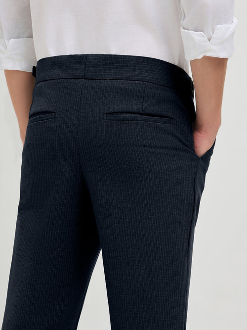 Dark Navy Solid Casual Gurkha Pants