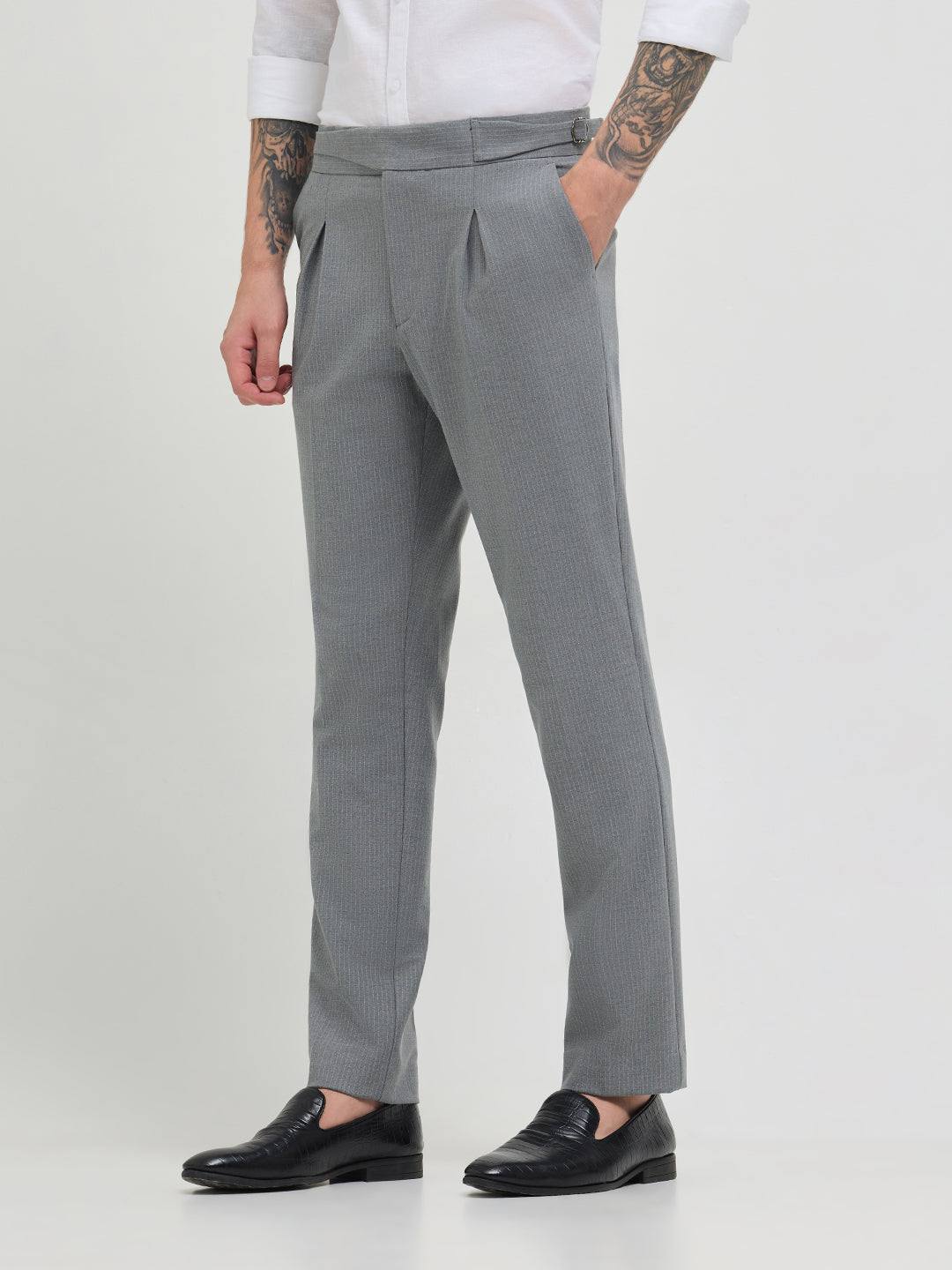 Ash Grey Solid Gurkha Pants