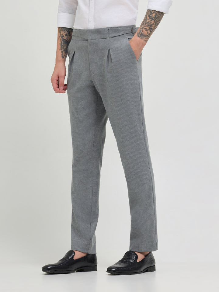 Ash Grey Solid Gurkha Pants