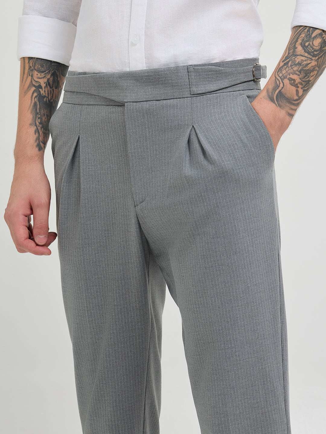 Ash Grey Solid Gurkha Pants
